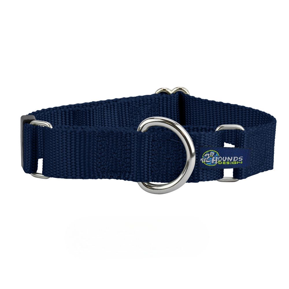 5/8″ and 1″ Navy Blue Nylon Martingale Dog Collar