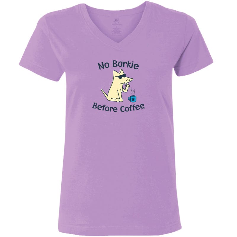 No Barkie Before Coffee - Ladies T-Shirt V-Neck