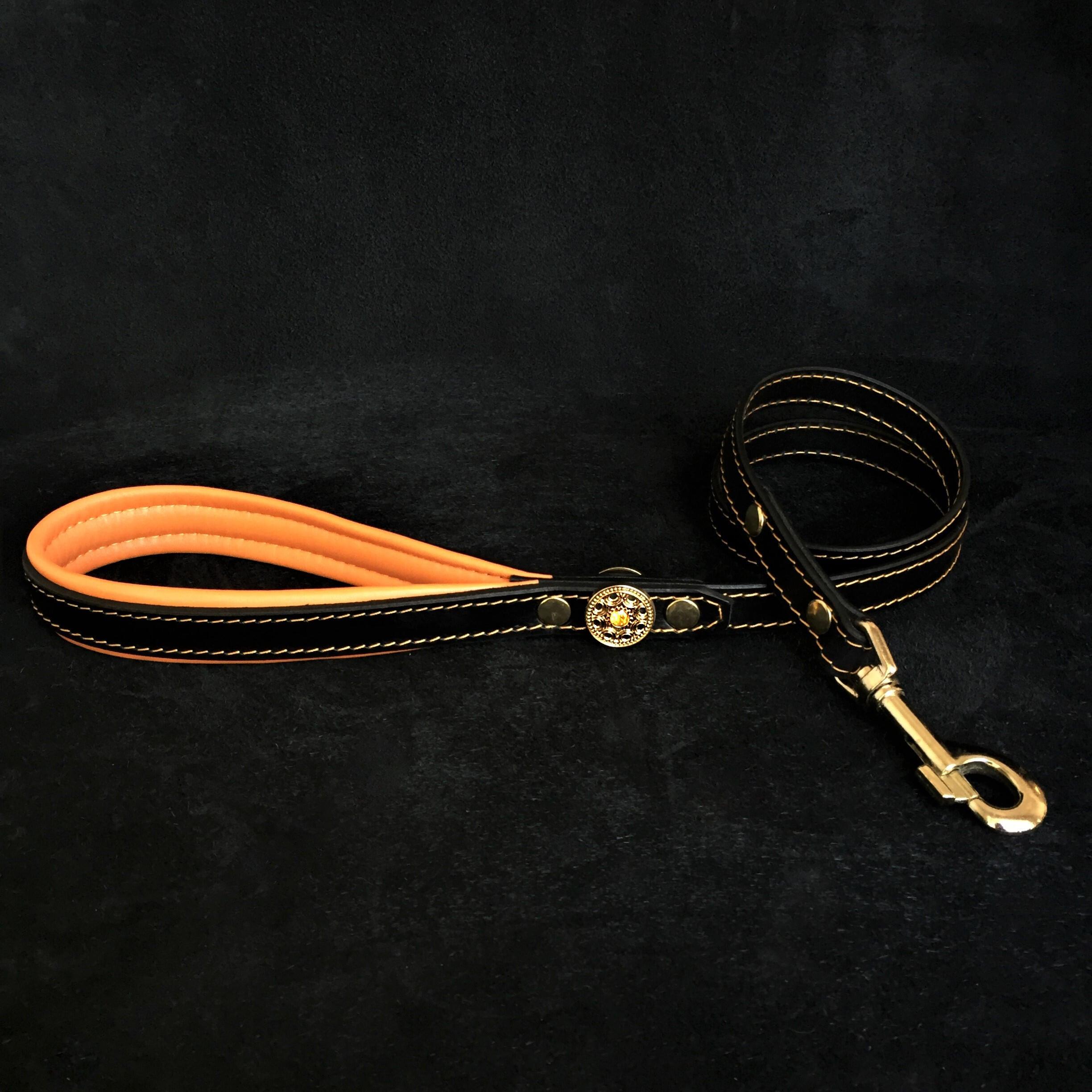 ''Bijou'' leather lead orange