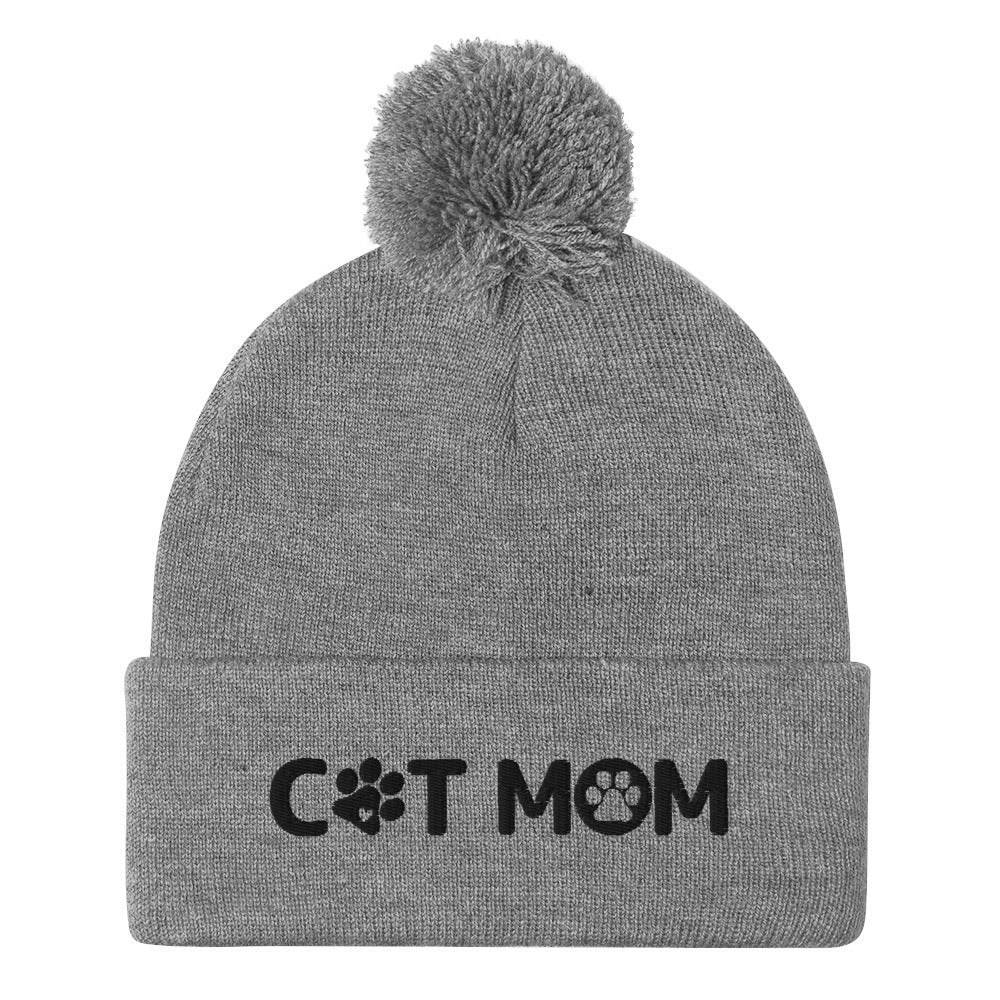 Cat Mom Pom-Pom Beanie