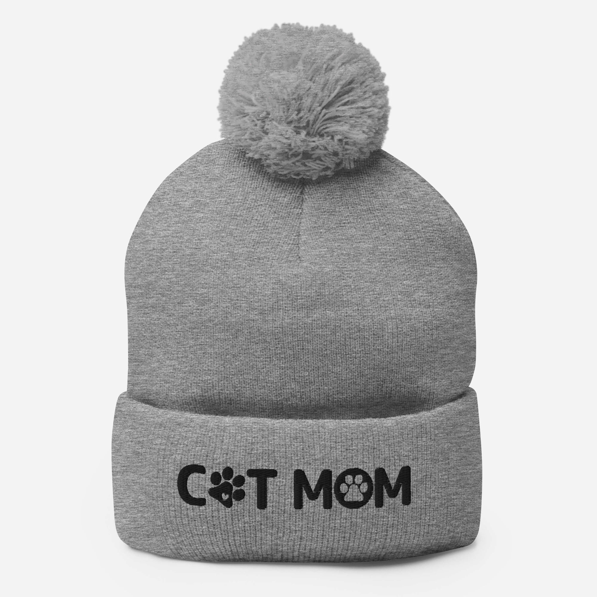 Cat Mom Pom-Pom Beanie