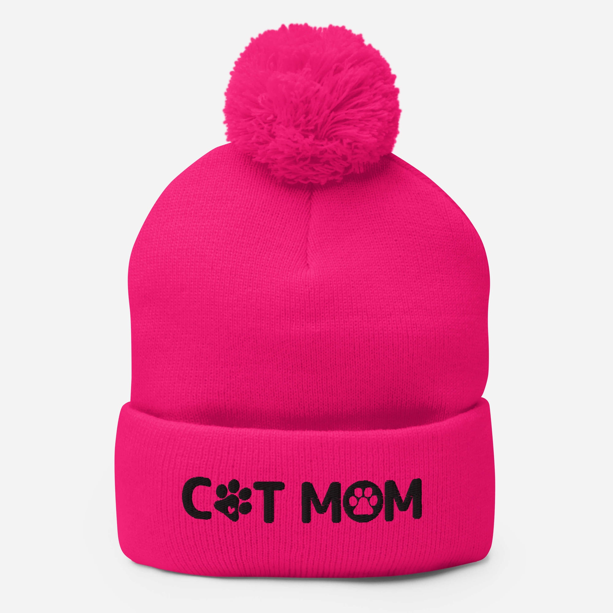 Cat Mom Pom-Pom Beanie