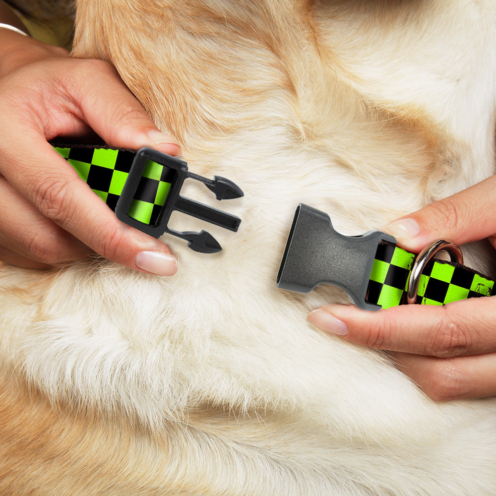 Plastic Clip Collar - Checker Black/Neon Green