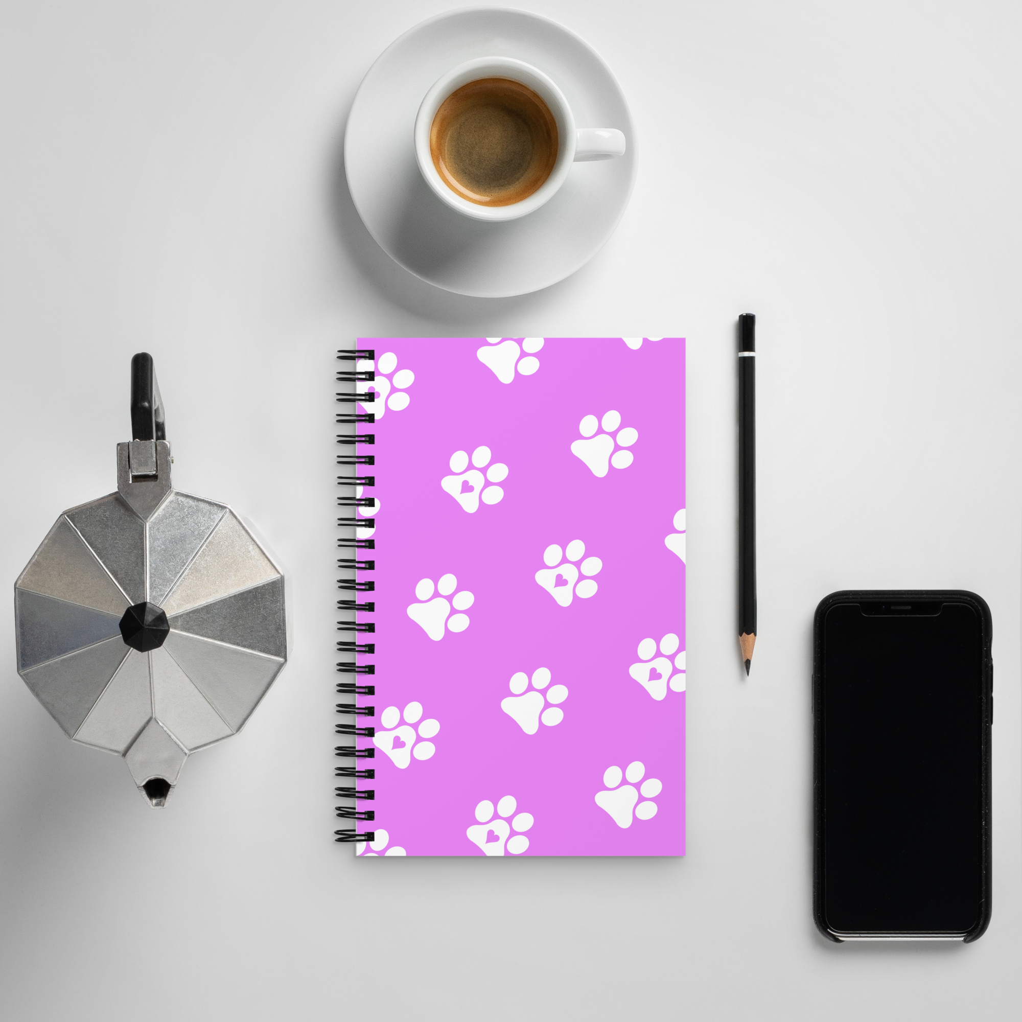 Pink Paw Spiral Notebook