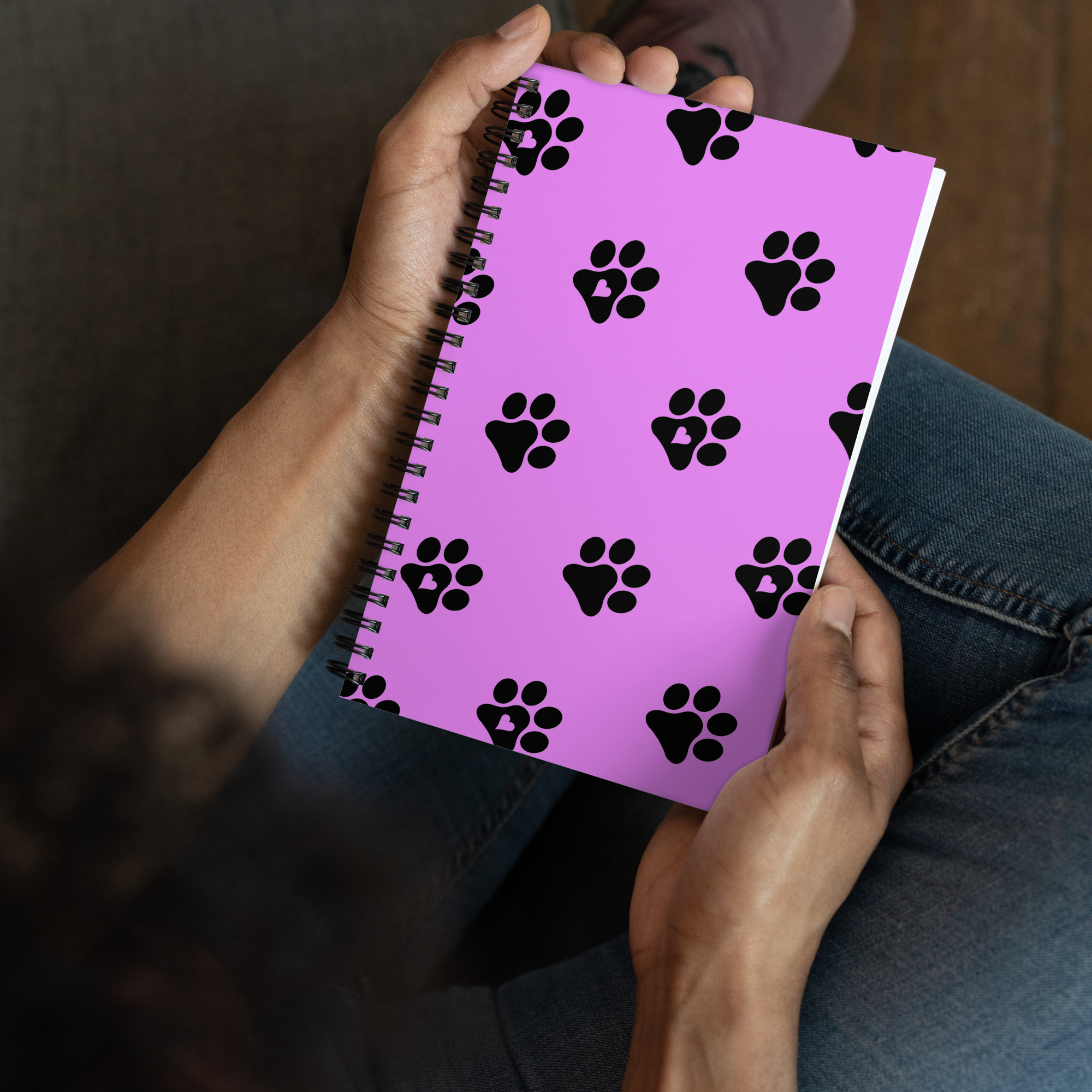 Pink & Black Paw Spiral Notebook