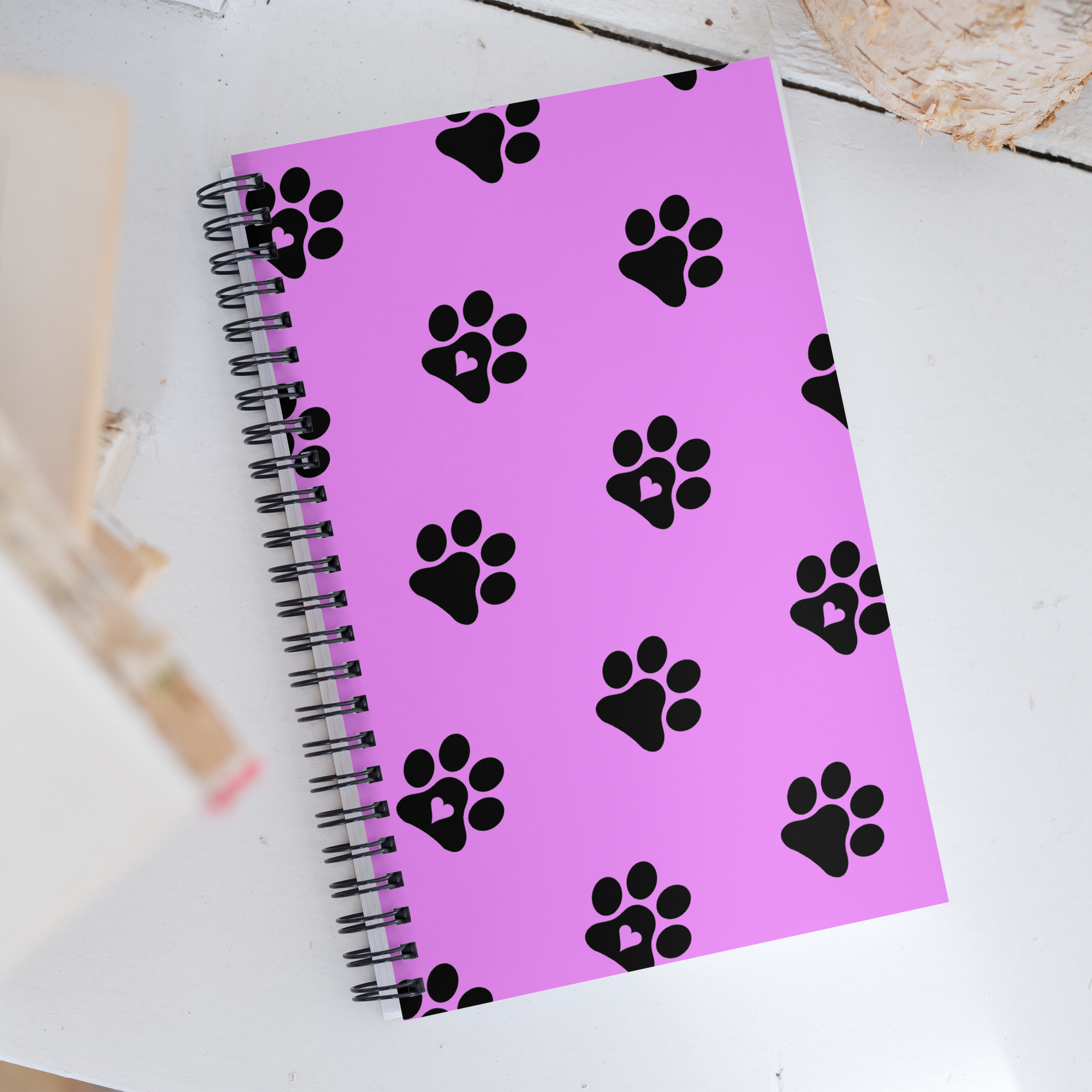 Pink & Black Paw Spiral Notebook