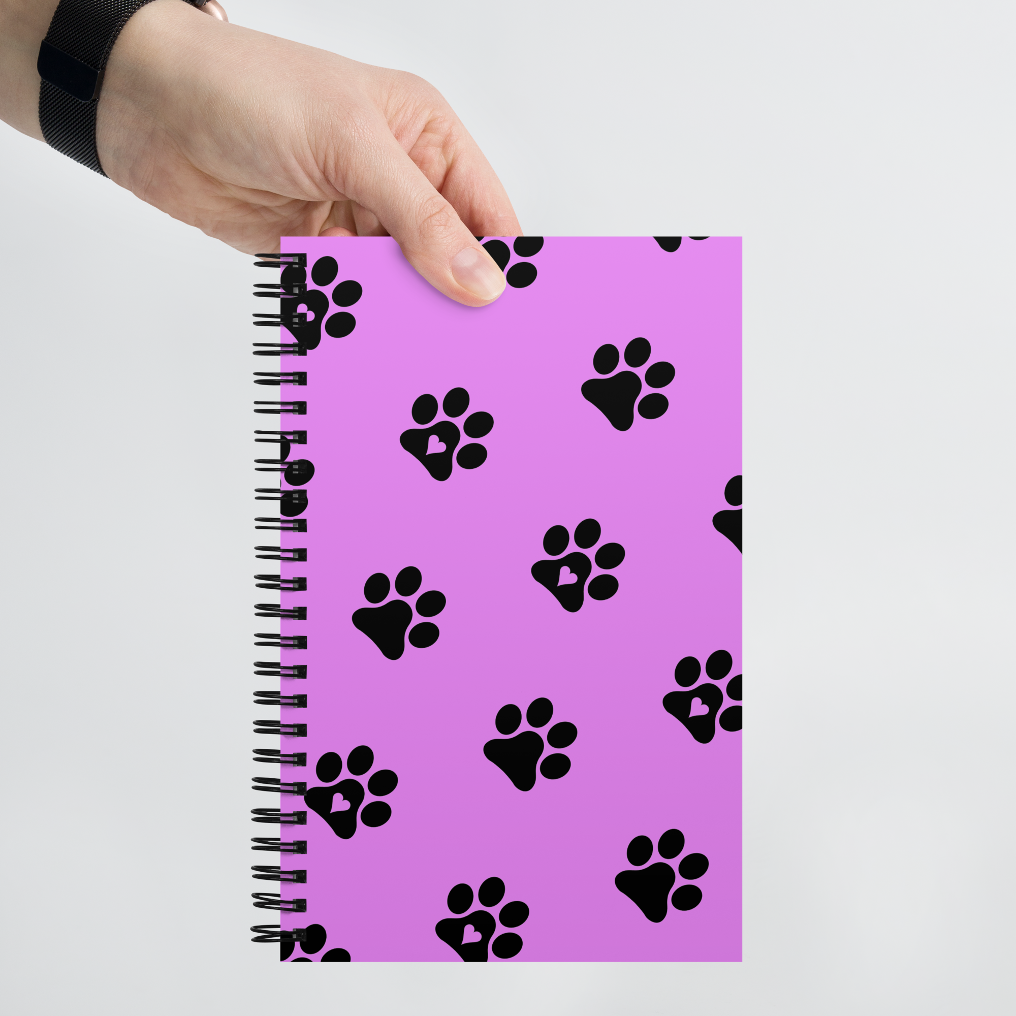 Pink & Black Paw Spiral Notebook