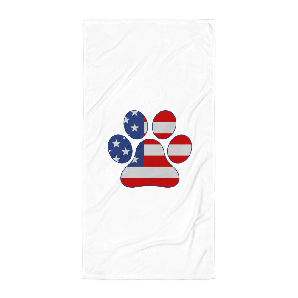 American Flag Paw Print Towel