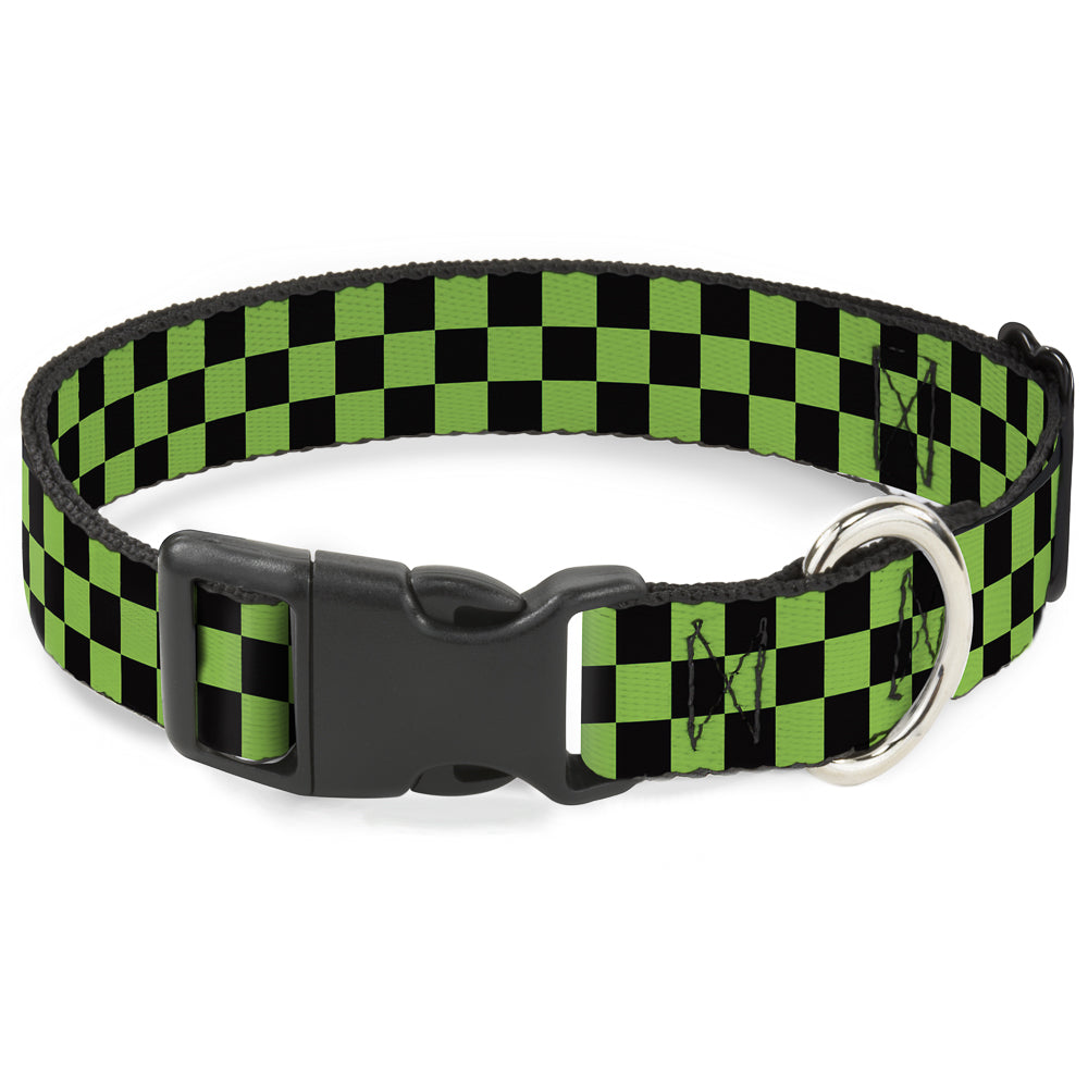 Plastic Clip Collar - Checker Black/Neon Green