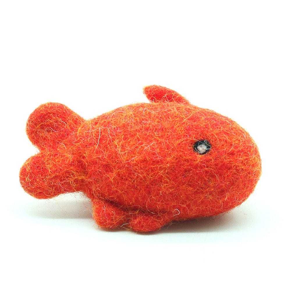 Eco-Friendly Wool Felt Goldfish Cat Toy | Supports Snow Leopard Trust