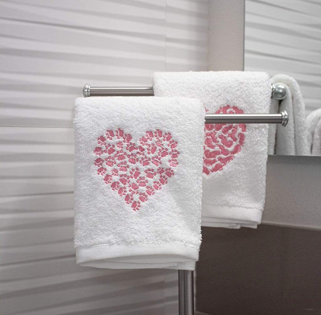 Heart Cat Hand Towels