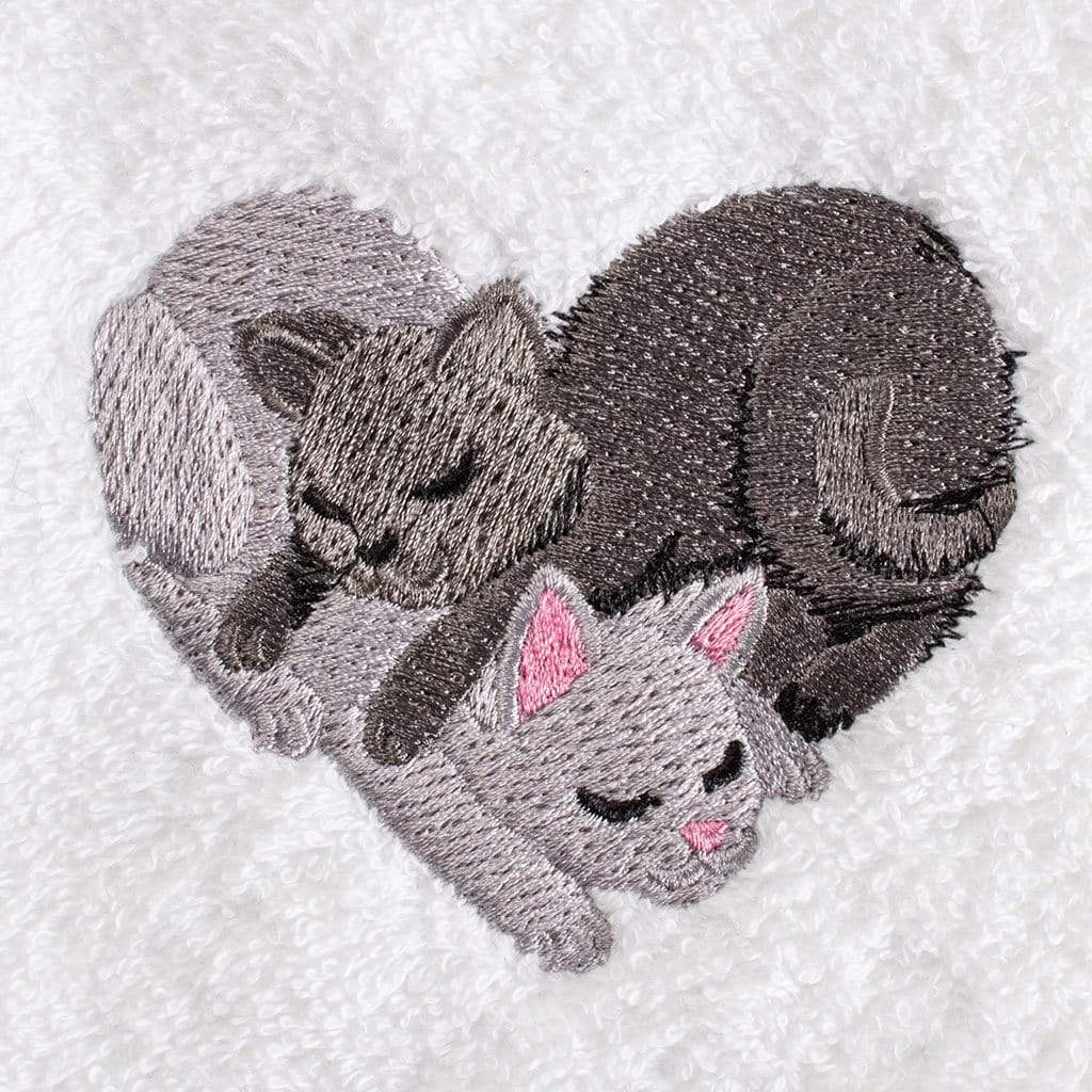 Heart Cat Hand Towels