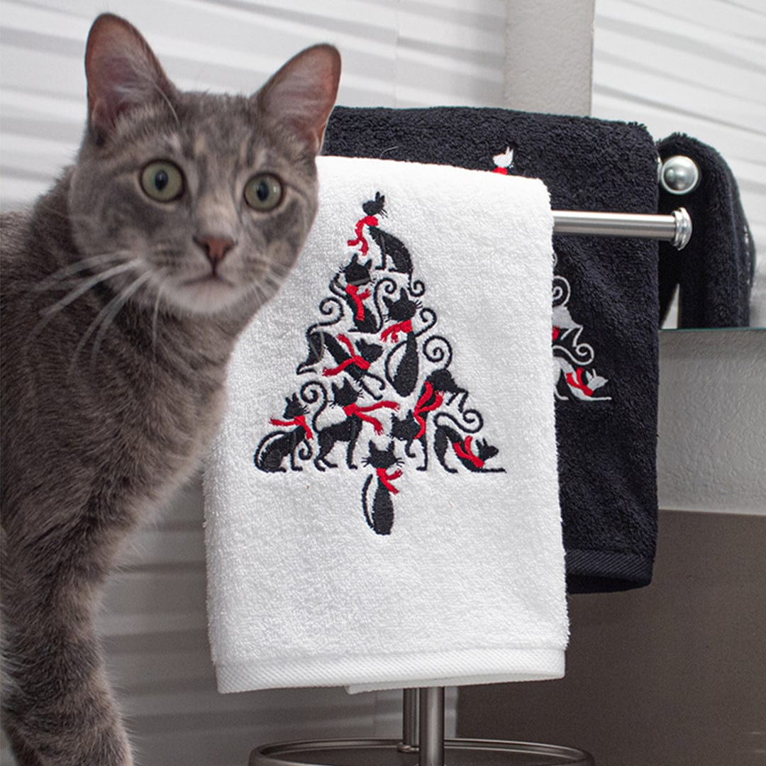 Holiday Cat Tree Hand Towel