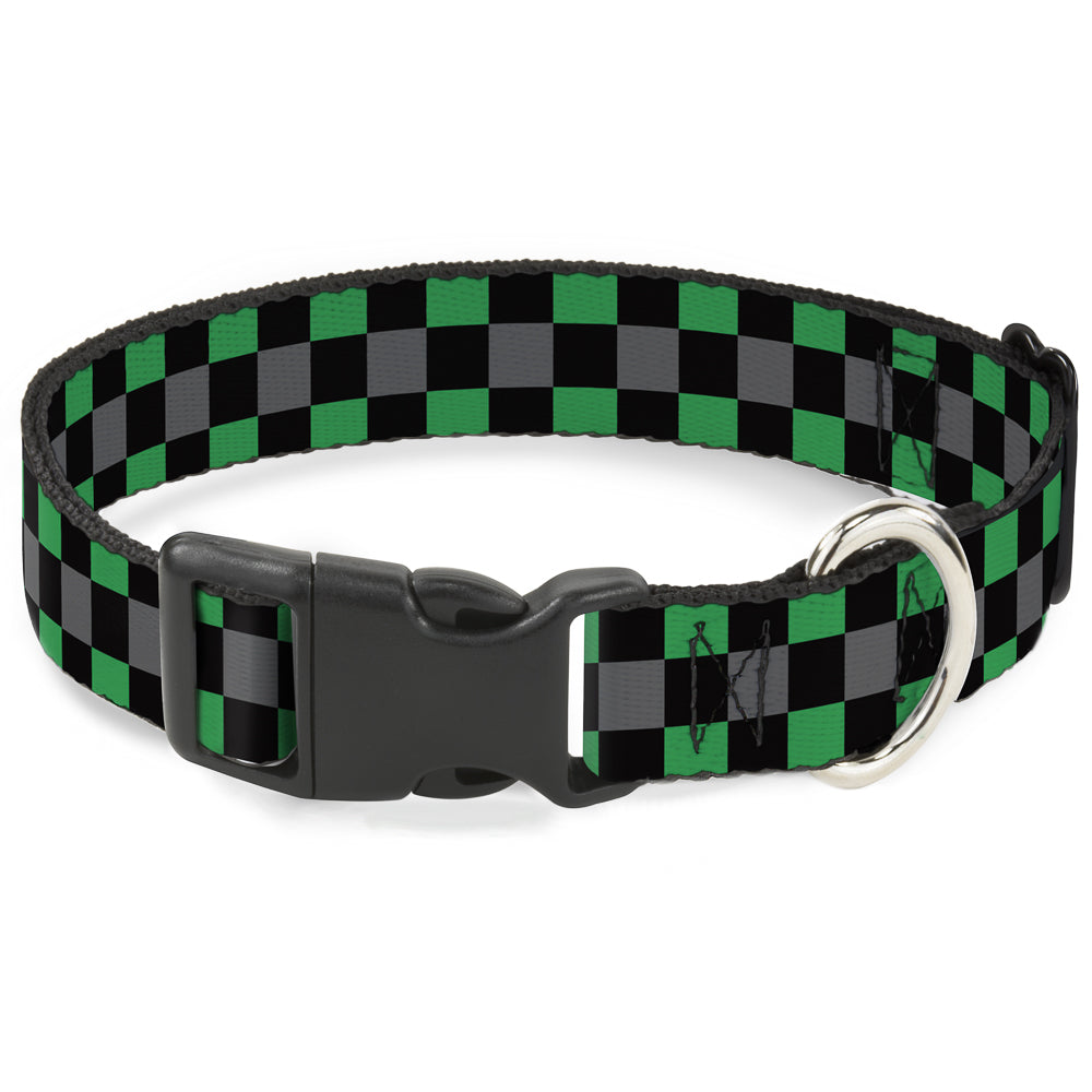 Plastic Clip Collar - Checker Black/Gray/2 Green