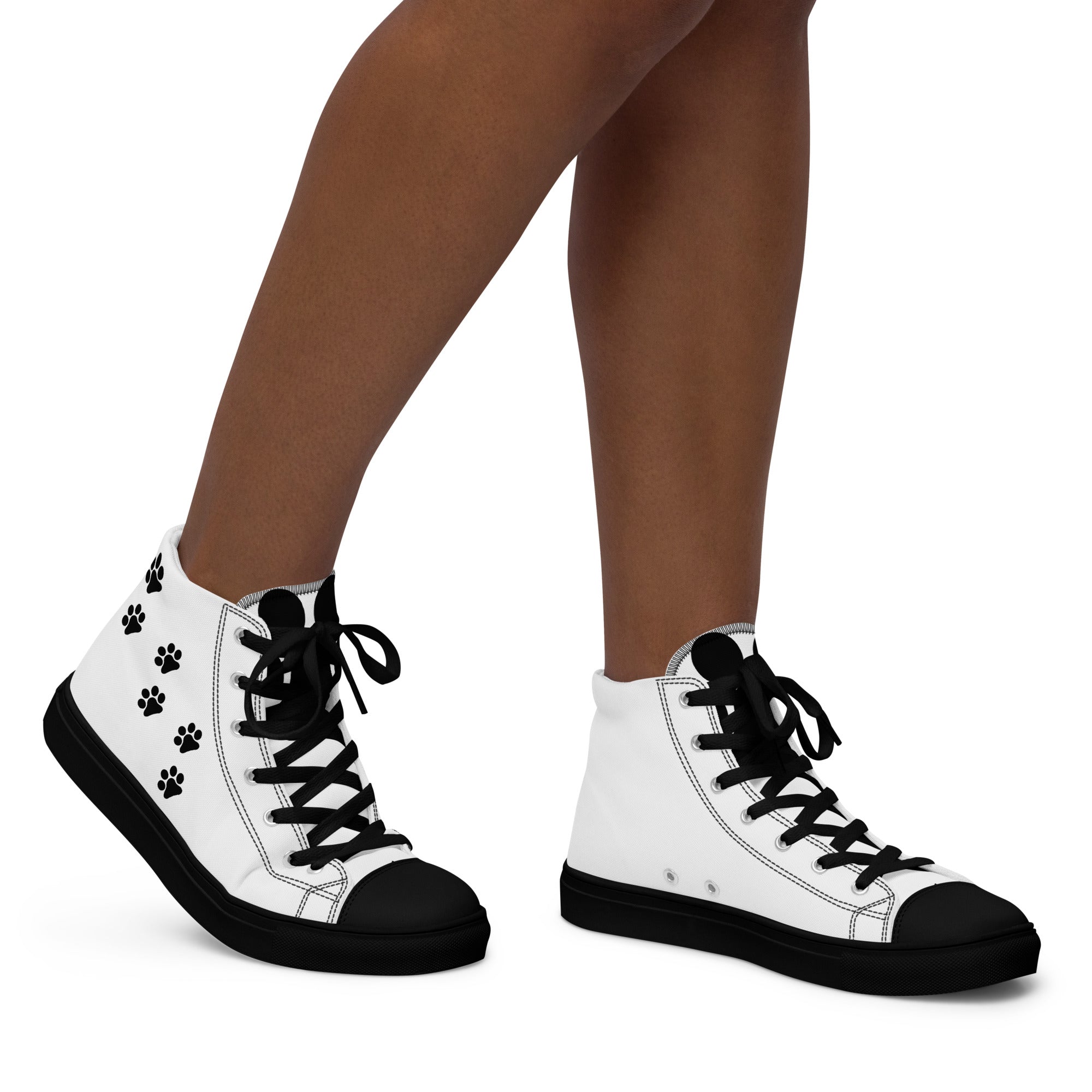 Women’s Paw Print High Top Canvas Shoes