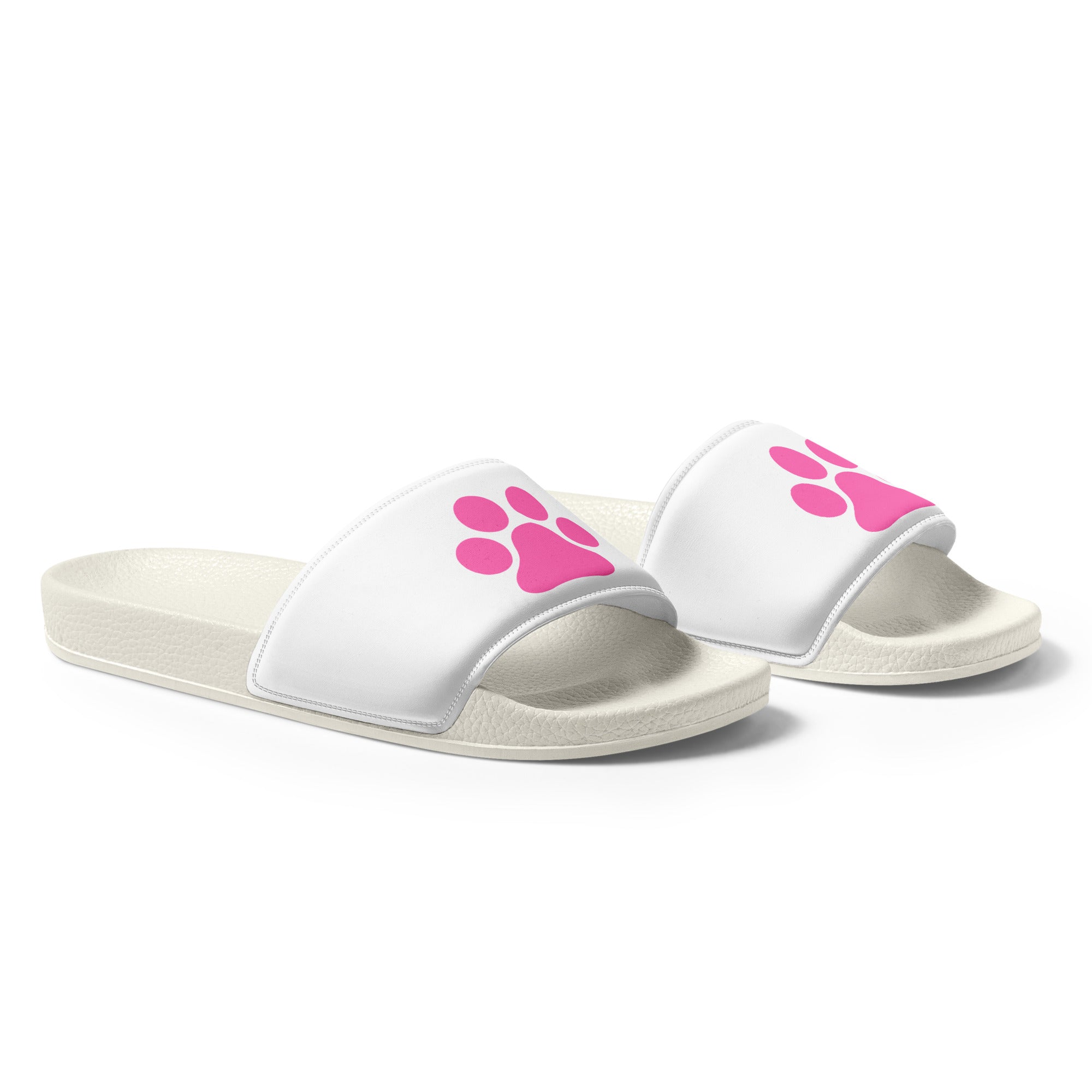 Women's Hot Pink Paw Slides