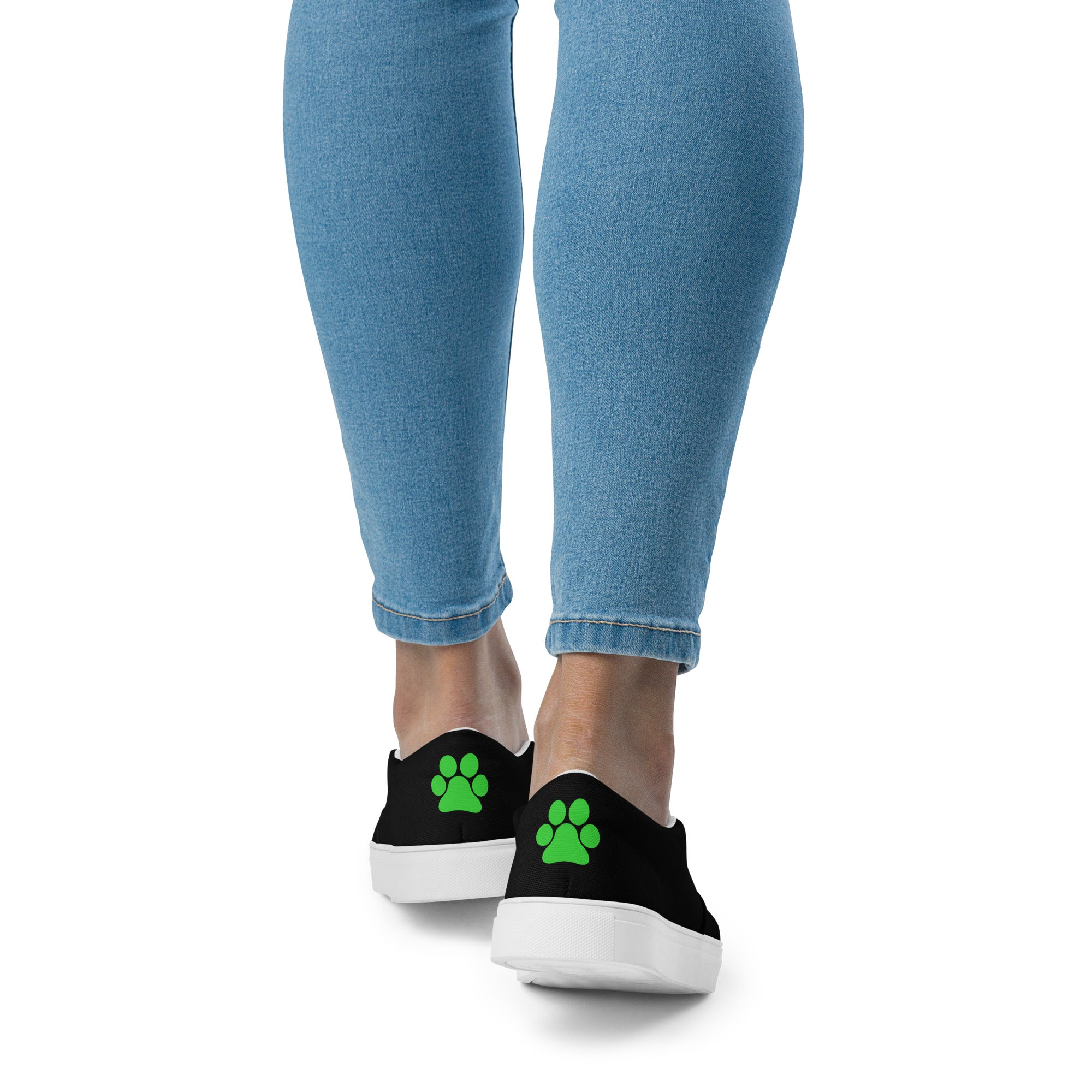 Women’s slip-on Black Lime Paw shoes