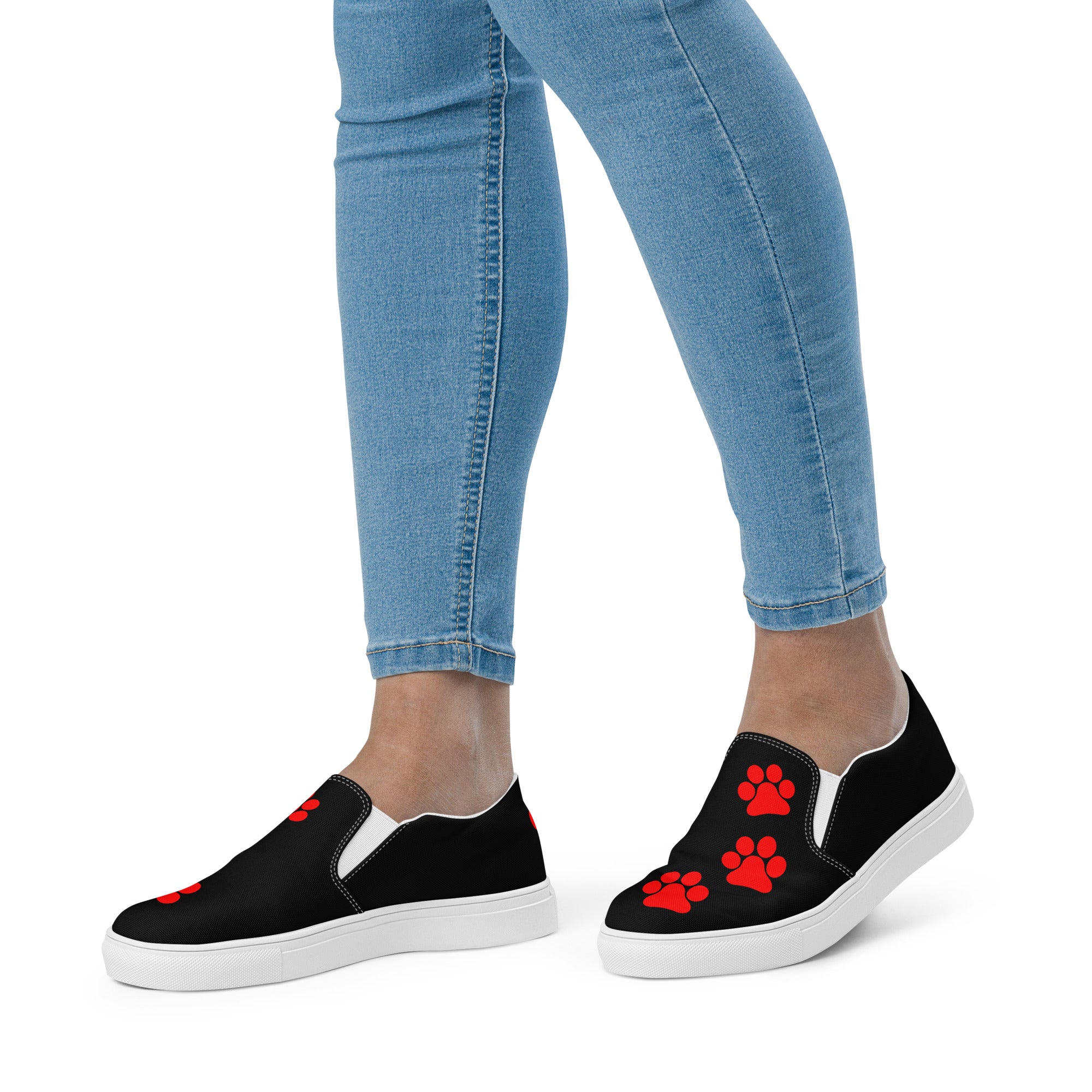 Women’s slip-on Black Red Paw shoes