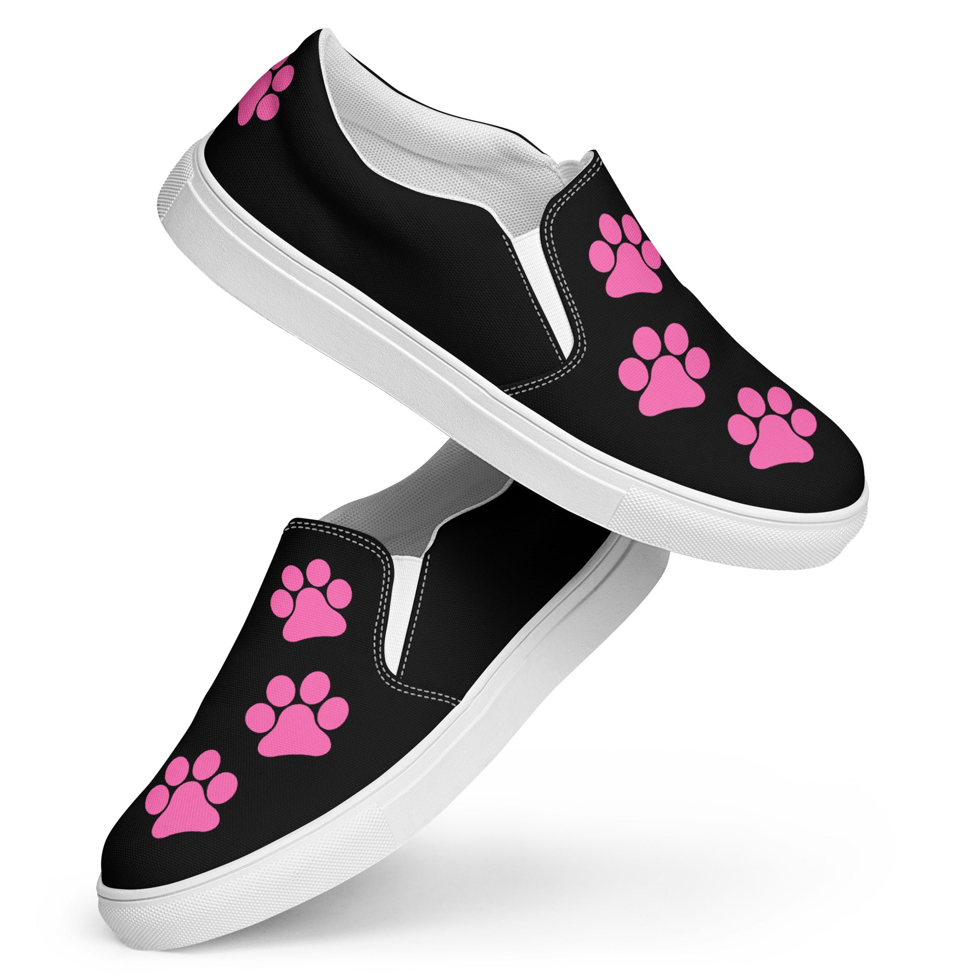 Women’s slip-on Black Hot Pink Paw shoes