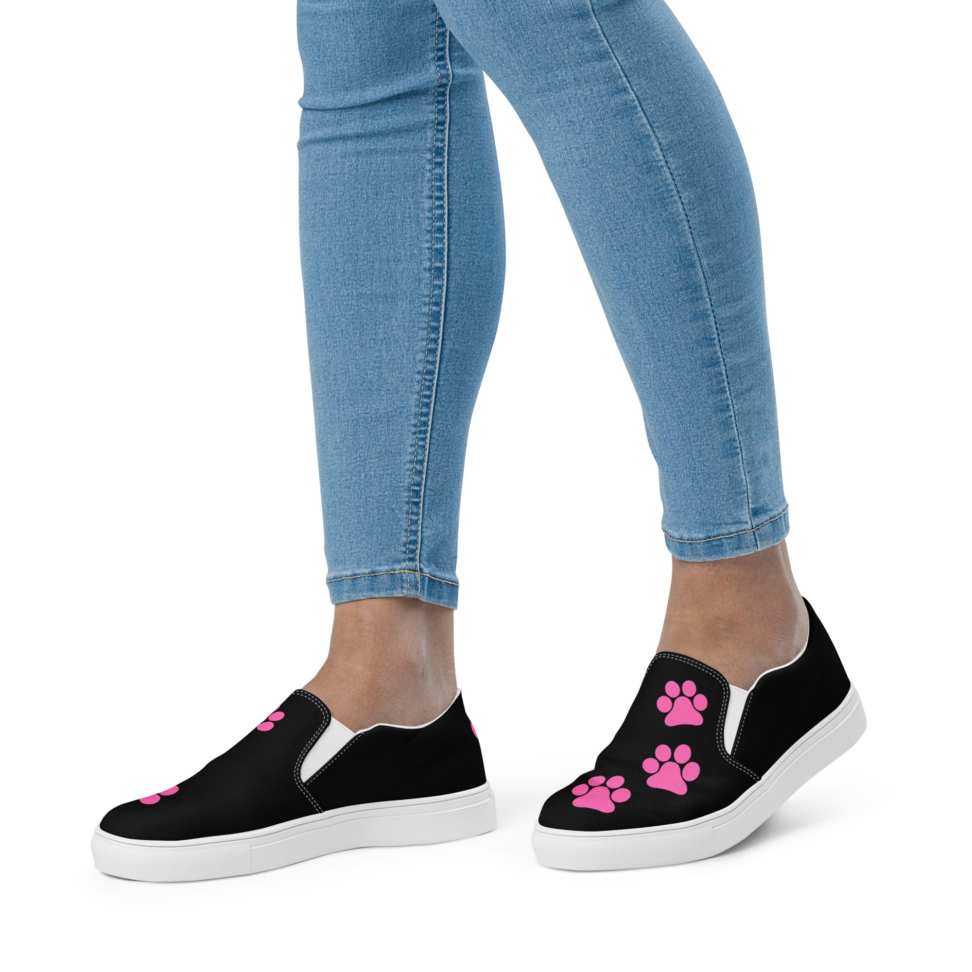 Women’s slip-on Black Hot Pink Paw shoes